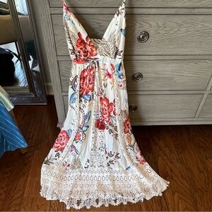 Farm Rio Floral Maxi Dress with Lace Trim